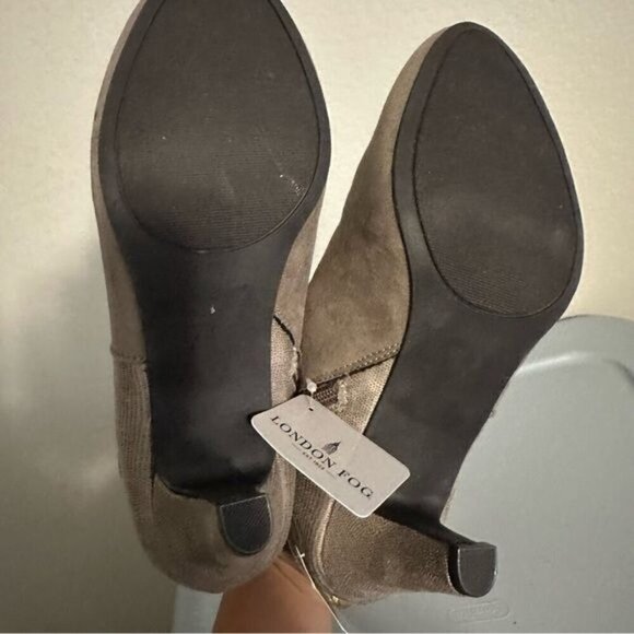 London Fog Birch Leather Ankle Boot Gray Beige Women 8.5 Stiletto Heel Shoes - Picture 9 of 11